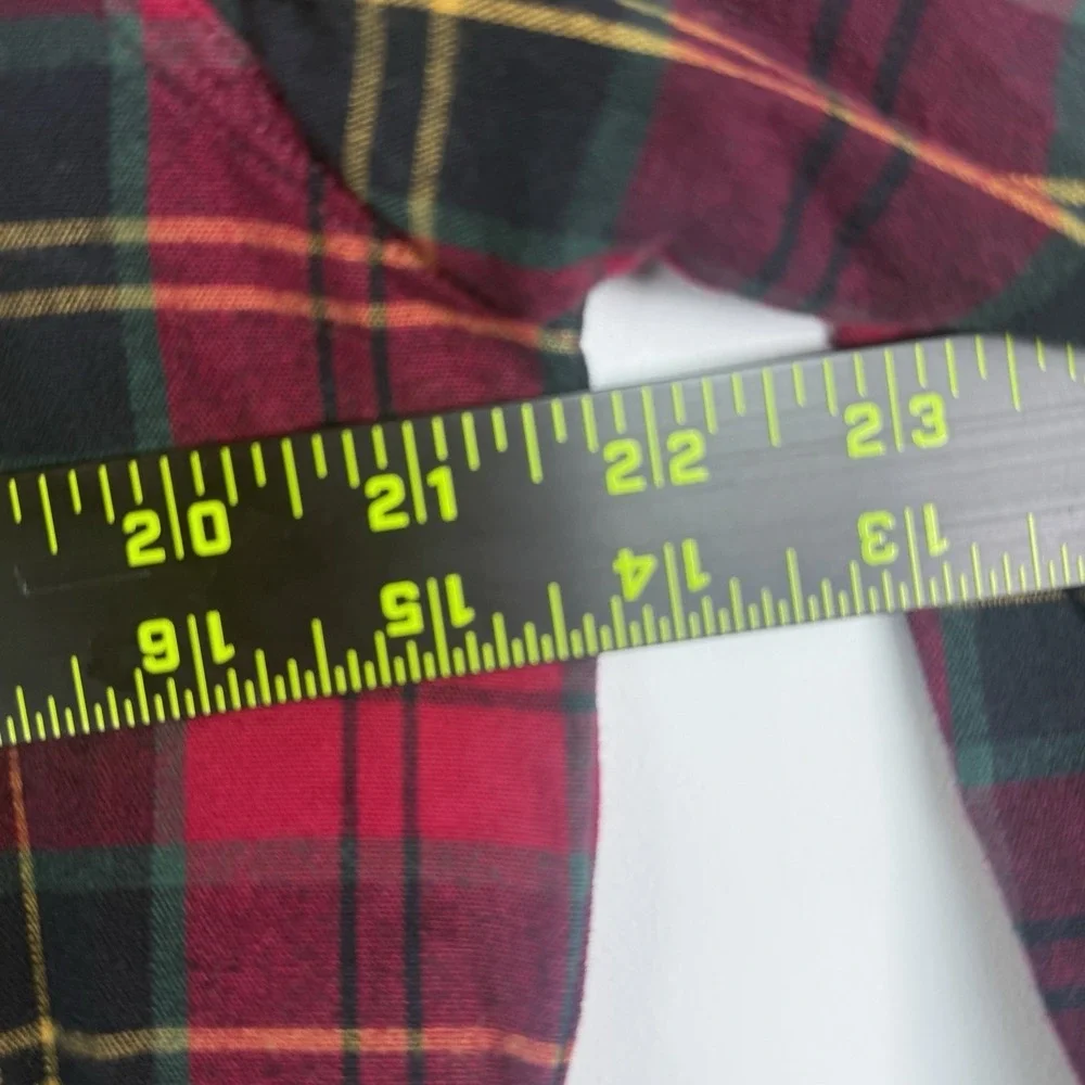 Polo Ralph Lauren Mens Medium Red Black Tartan Oxford Sport Shirt Cotton Pocket